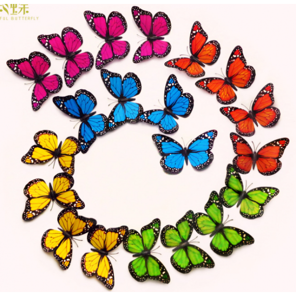 Butterfly Wall Decals | 3D Monarch Decorative stickers | US National Butterfly (12cm,100pcs/bag)