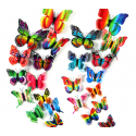 Butterfly Wall Decals, Colorful PVC Replica Butterfly Wall Stickers (3D,Double Layer,1 set=12pcs)