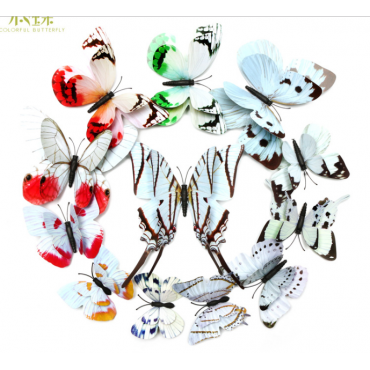 Butterfly Wall Decals, Colorful PVC Replica Butterfly Wall Stickers (3D,Double Layer,1 set=12pcs)