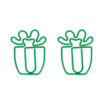 Plant Paper Clips | Cactus Potted Landscape Paper Clips (1 dozen) 