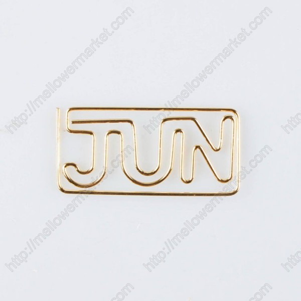 Month Paper Clips | JUN Shaped Paper Clips | June (1 dozen/lot)